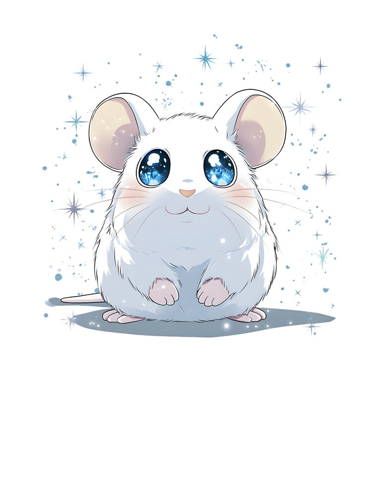 Kawaii White Mouse with Blue Eyes – Cute Cartoon Mouse by CuteSquadStudio