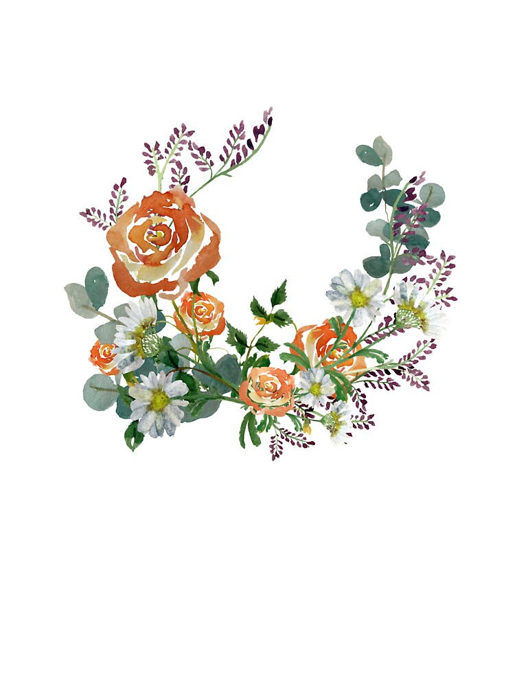 Flower rose daisy branch design a watercolor by Yana Mustafina | Boho Soulful Designs