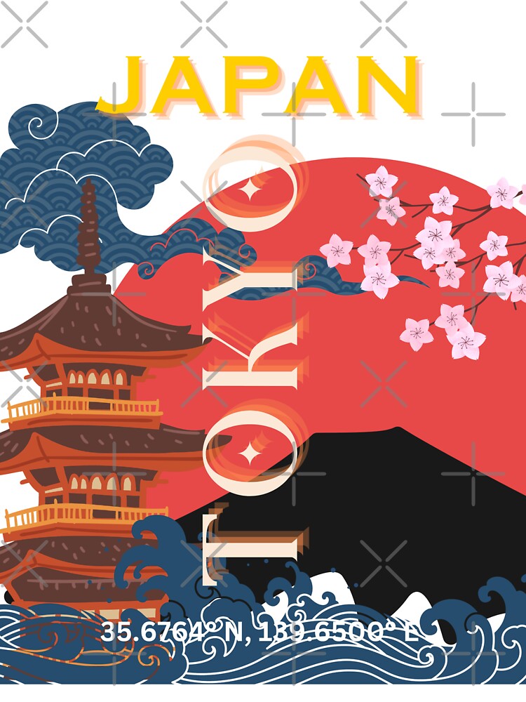 Tokyo Japan Travel Art, Retro Travel Art by Magic Love Art Print