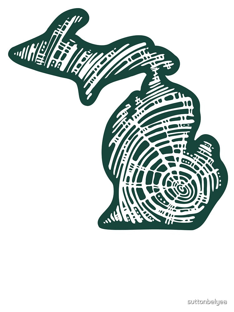 Michigan Tree Rings Green and White by suttonbelyea