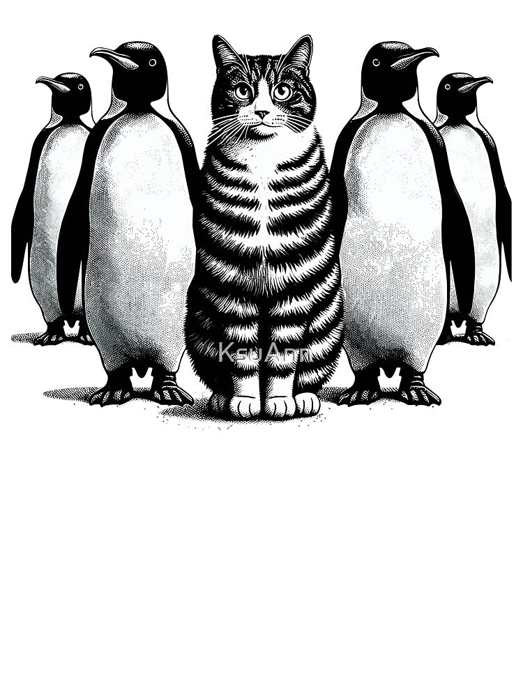 Unexpected Retro Penguins Cat Funny Cat by KsuAnn
