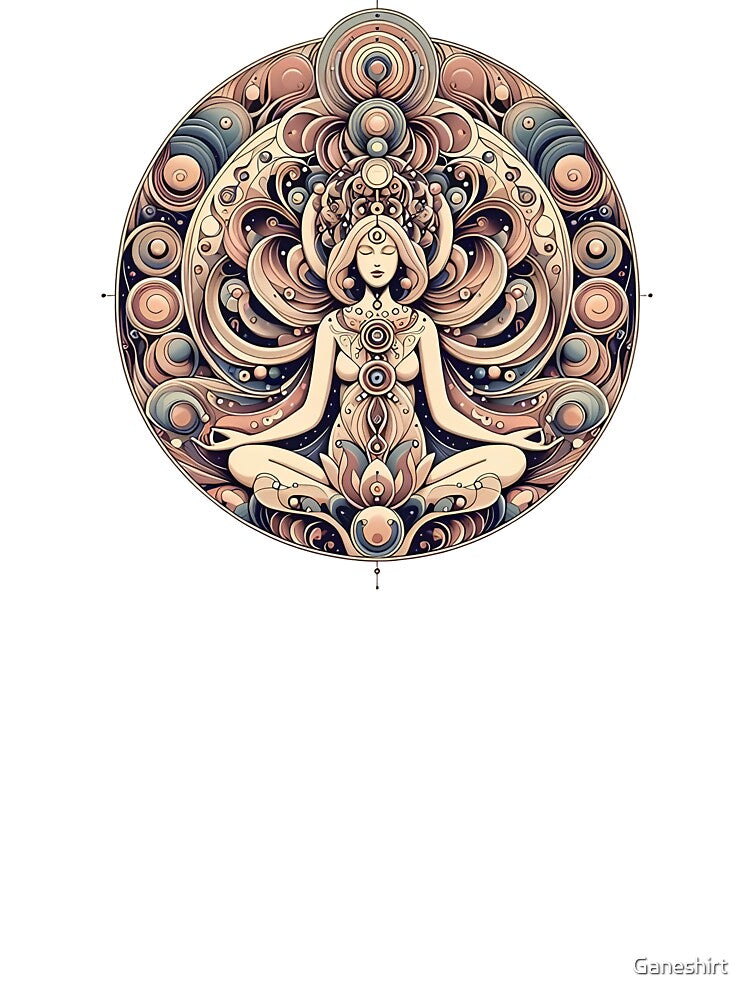 Mandala with woman in lotus position by Ganeshirt