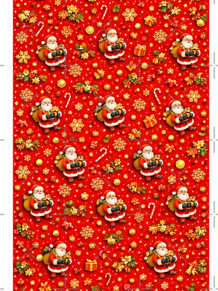 Festive Santa Claus Christmas Pattern Red Holiday Wrapping Paper Design by QuotinTs