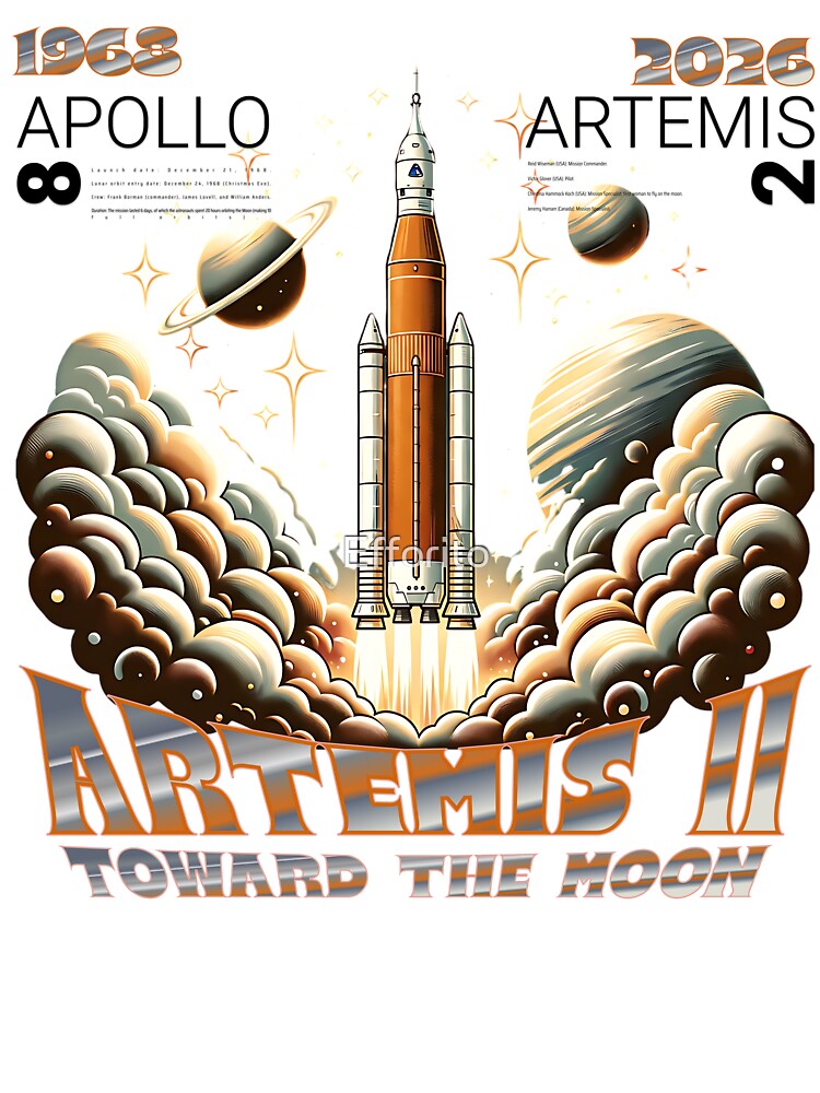 Artemis II Lunar Mission 2026 -Artemis II Toward The Moon Retro Space by MCCSLK magic crayons