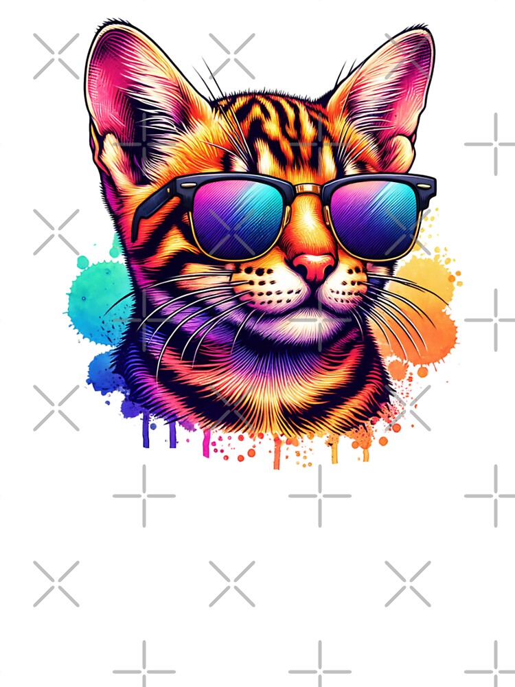 Watercolor Toyger Cat Wearing Sunglasses by TheAnimalZ00
