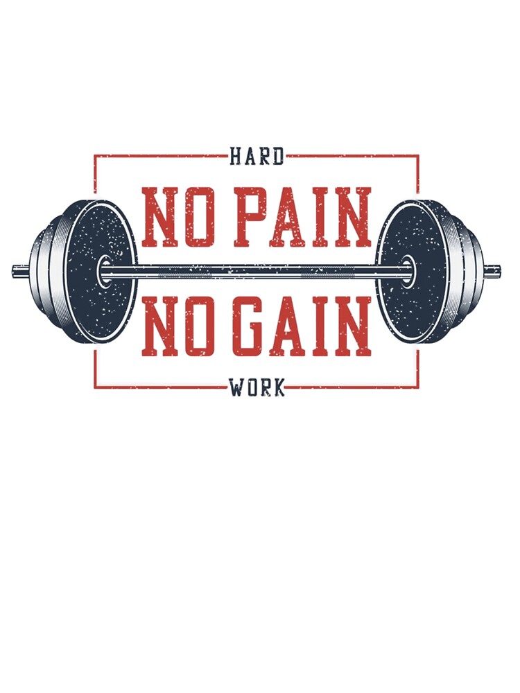Vintage No Pain No Gain Gym Motivation - Retro Barbell Fitness Design by Shopchid
