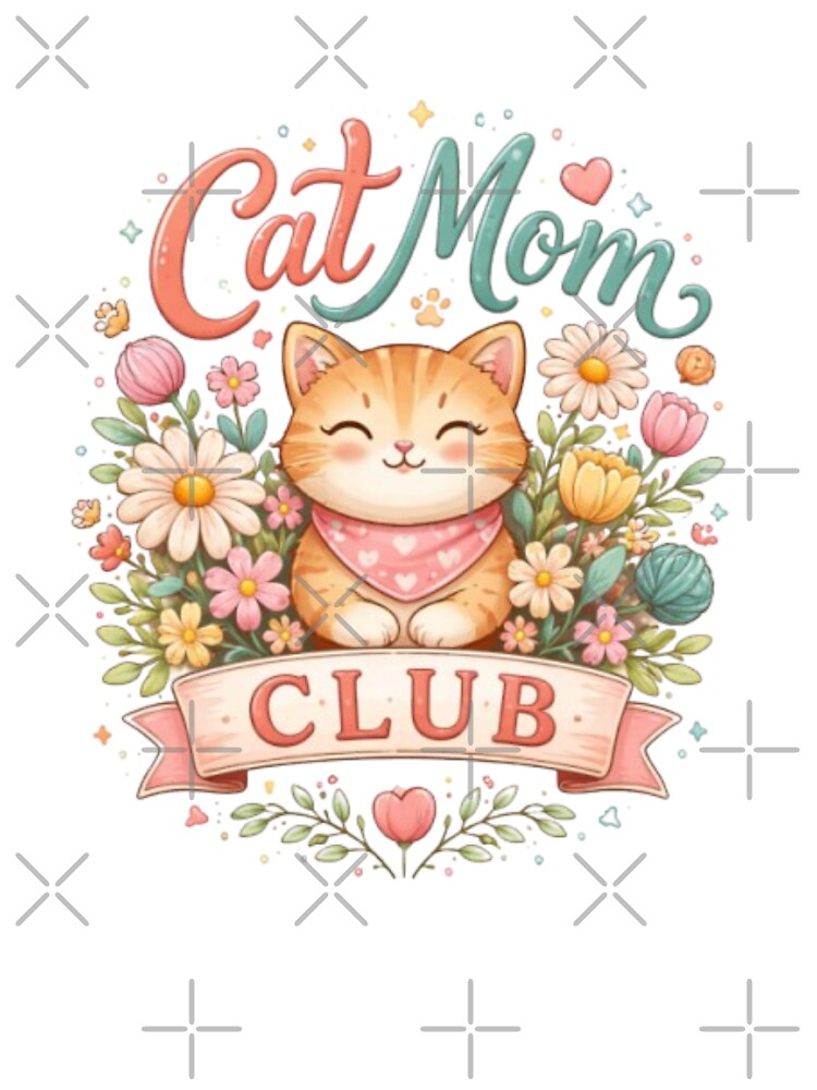 Cat Mom Club Cute Aesthetic Cat Lover Design by Sanika arts