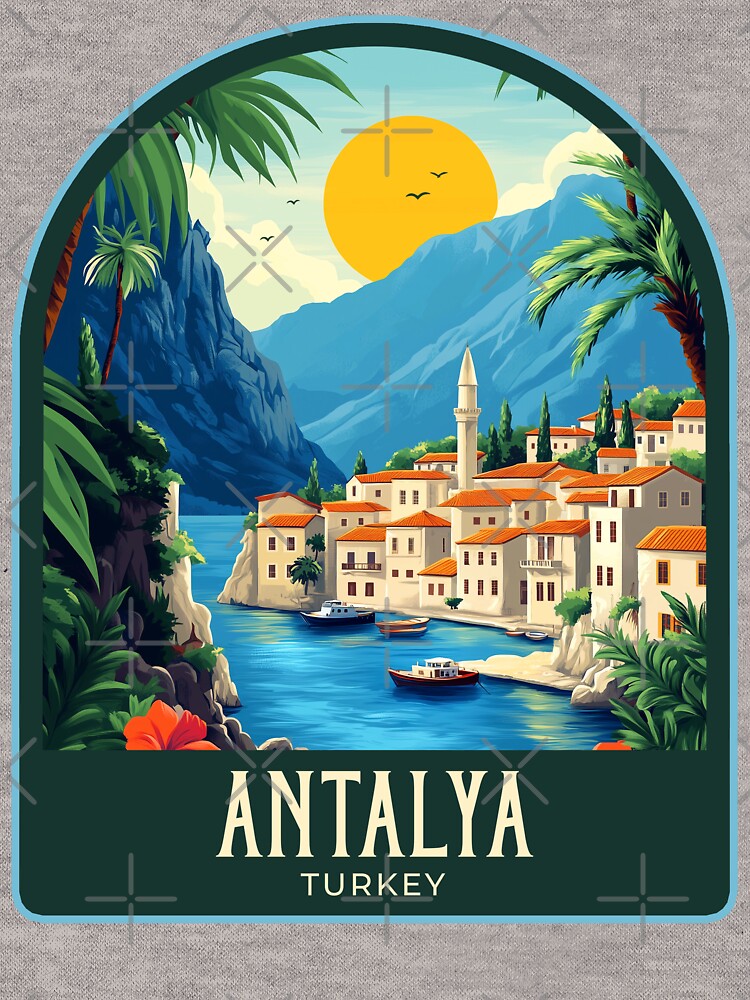 Antalya Vintage Travel Illustration by HomeLivingCo