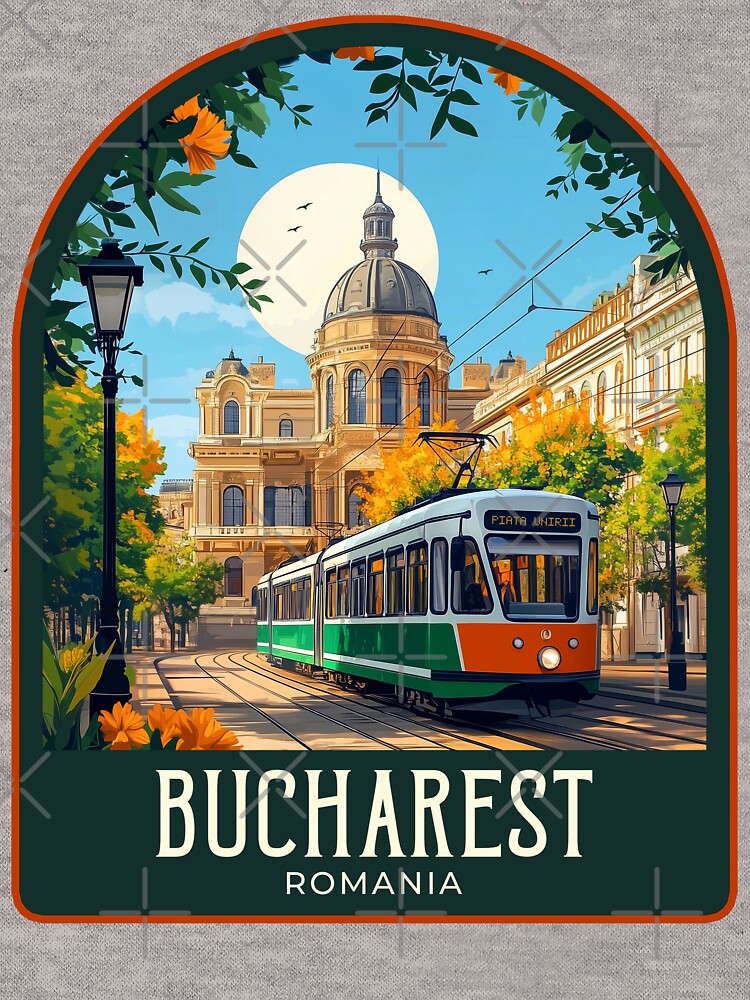 Bucharest Vintage Travel Illustration by HomeLivingCo