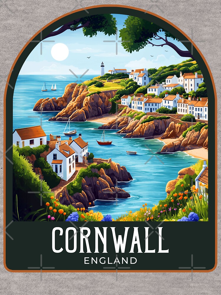 Cornwall Vintage Travel Illustration by HomeLivingCo