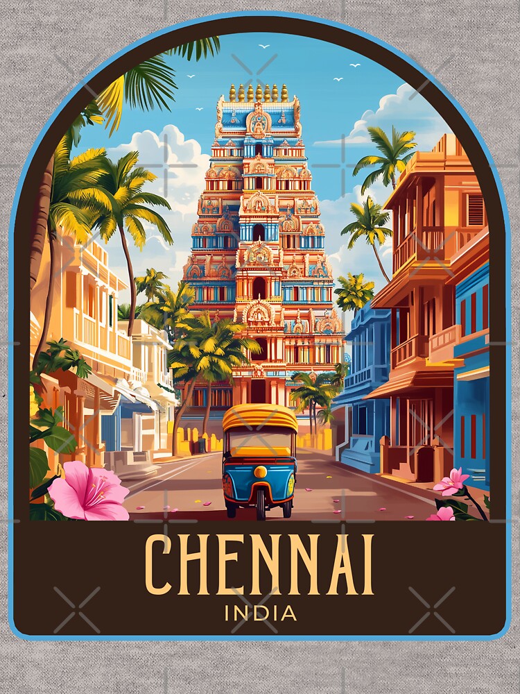 Chennai Vintage Travel Illustration by HomeLivingCo