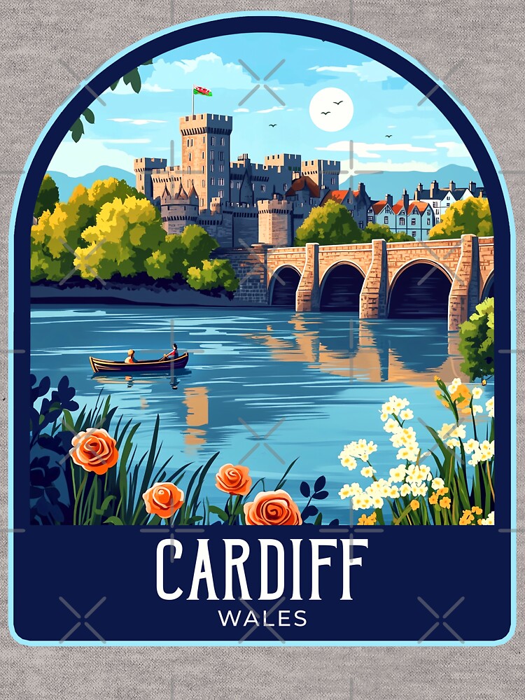 Cardiff Vintage Travel Illustration by HomeLivingCo