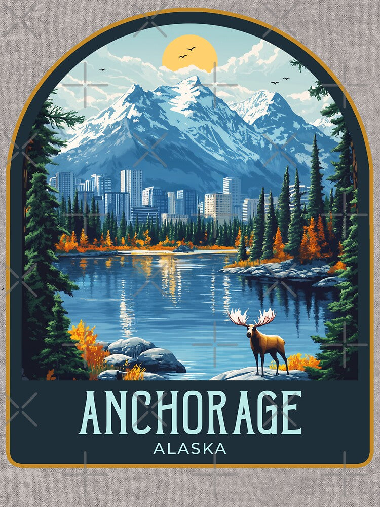 Anchorage Vintage Travel Illustration by HomeLivingCo