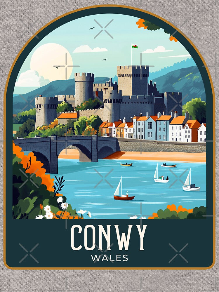 Conwy Vintage Travel Illustration by HomeLivingCo