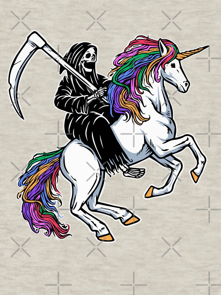 Skull grim riding a unicorn by HichamMissiame