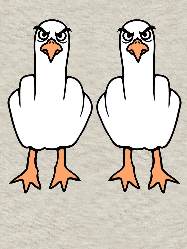 2 seagulls middle finger insult stinky finger team by shirt-o-mat