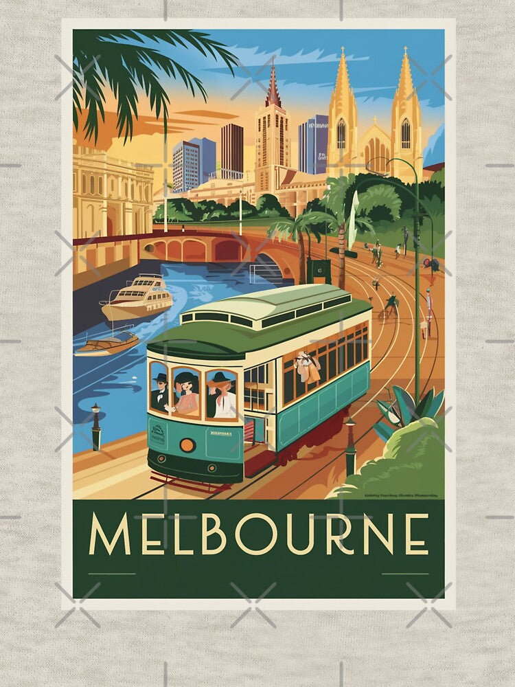 Melbourne Vintage Travel Poster by TravelerRat