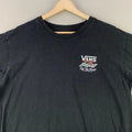 Vans T-Shirt Mens Large Black Off The Wall Graphic Roses Checkerboard Skate Tee