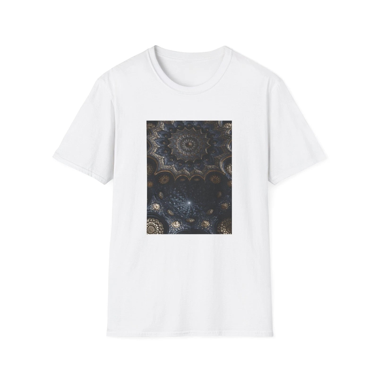 Blue Bronze Mandala T Shirt | Geometric Sacred Art Graphic Tee | Unisex