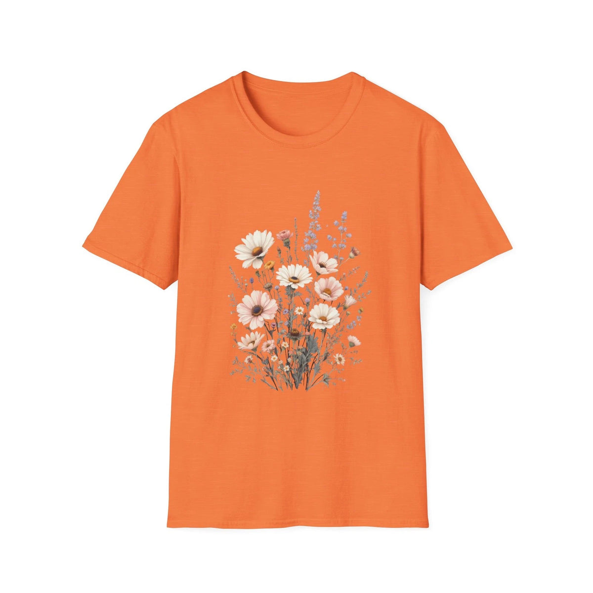 Floral Garden T-Shirt, Cute Graphic Tee, Wildflower Cottagecore Botanical Shirt
