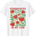 Kindergarten Is My Jam Boho Floral Strawberry Back To School T-Shirt