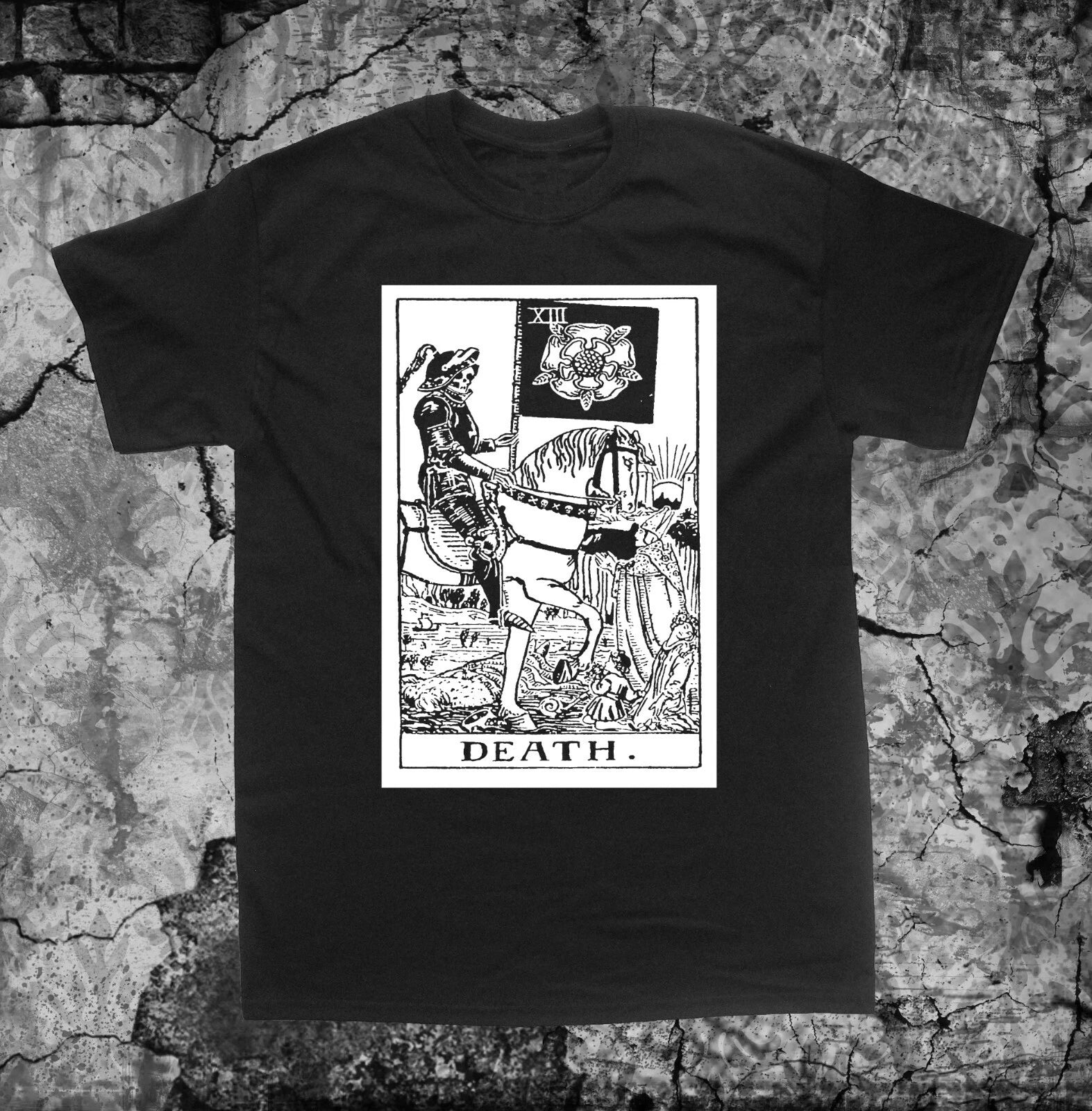 Death Tarot Card Shirt - Memento Mori Gothic Occult Satanic Goth Skull Skeleton
