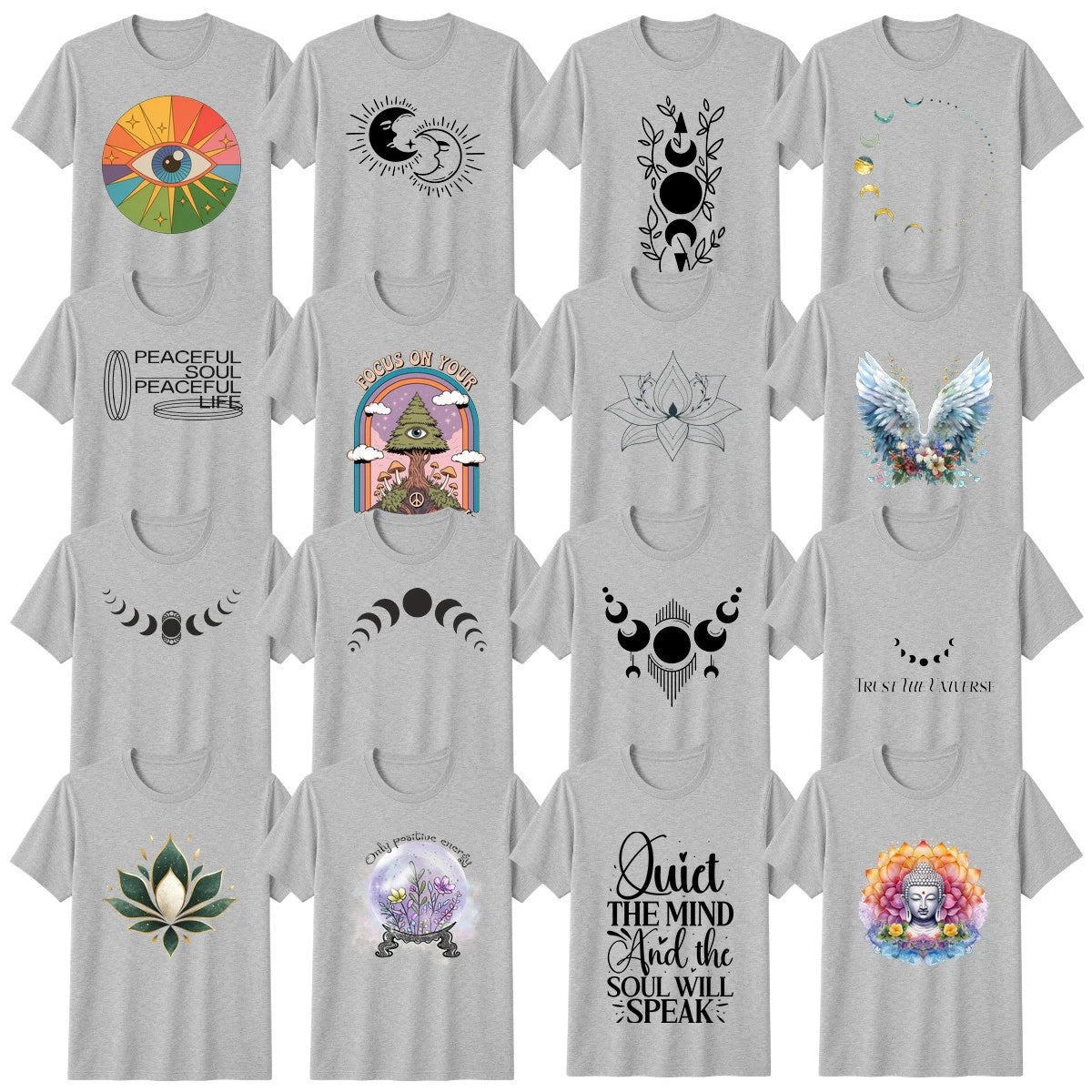 Boho Moon Phases Fitness T-Shirt Spirituality Birthday Gift