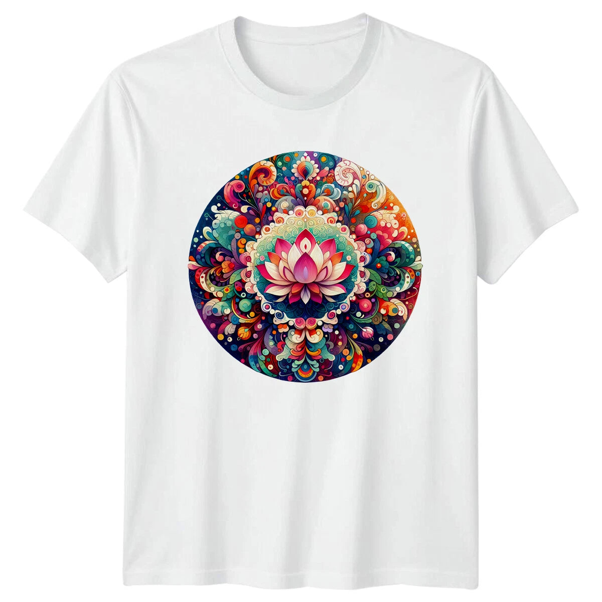 Lotus Flower Mandala Yoga T-Shirt Colorful Spiritual Meditation Tee