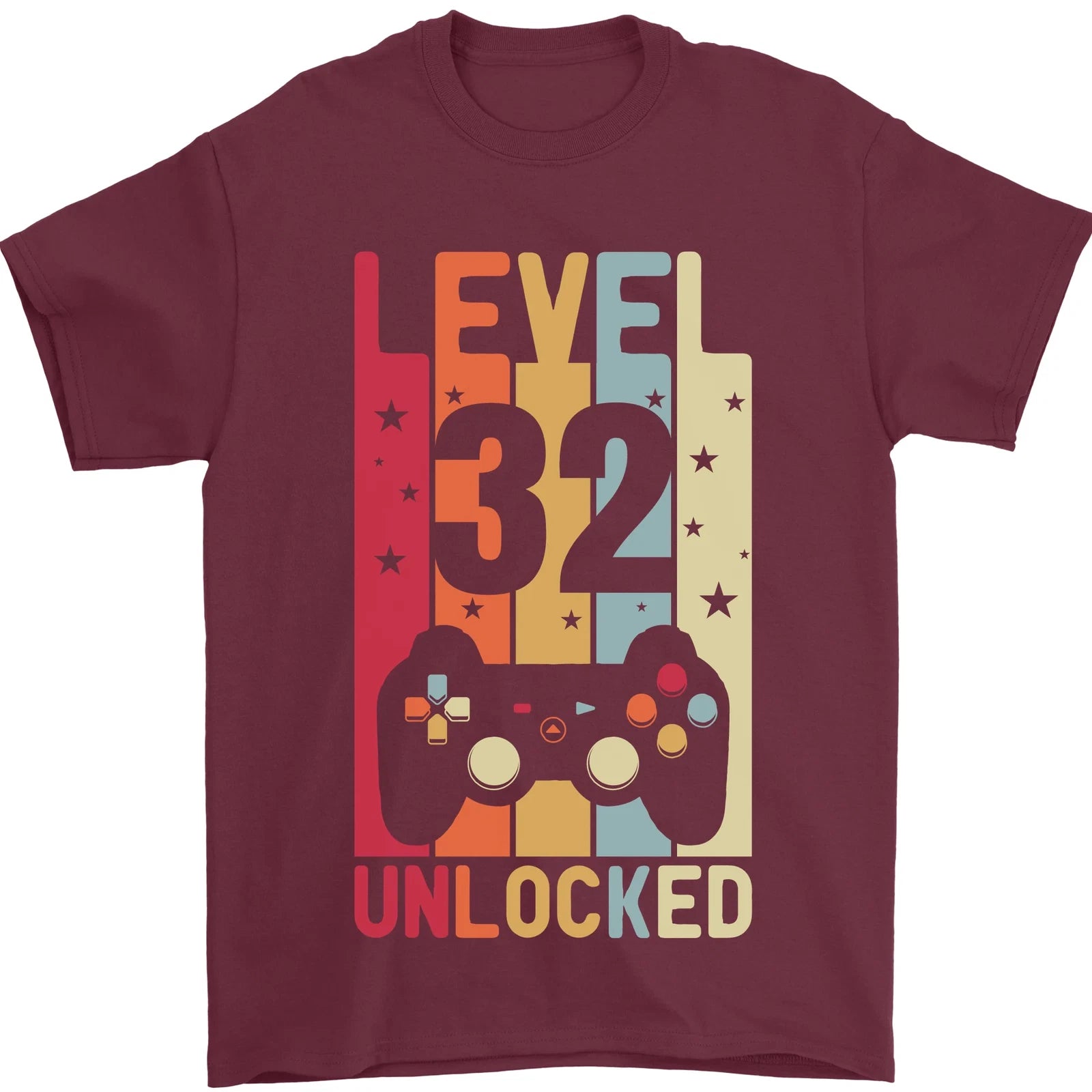 32nd Birthday 32 Year Old Level Up Gaming Mens T-Shirt 100% Cotton