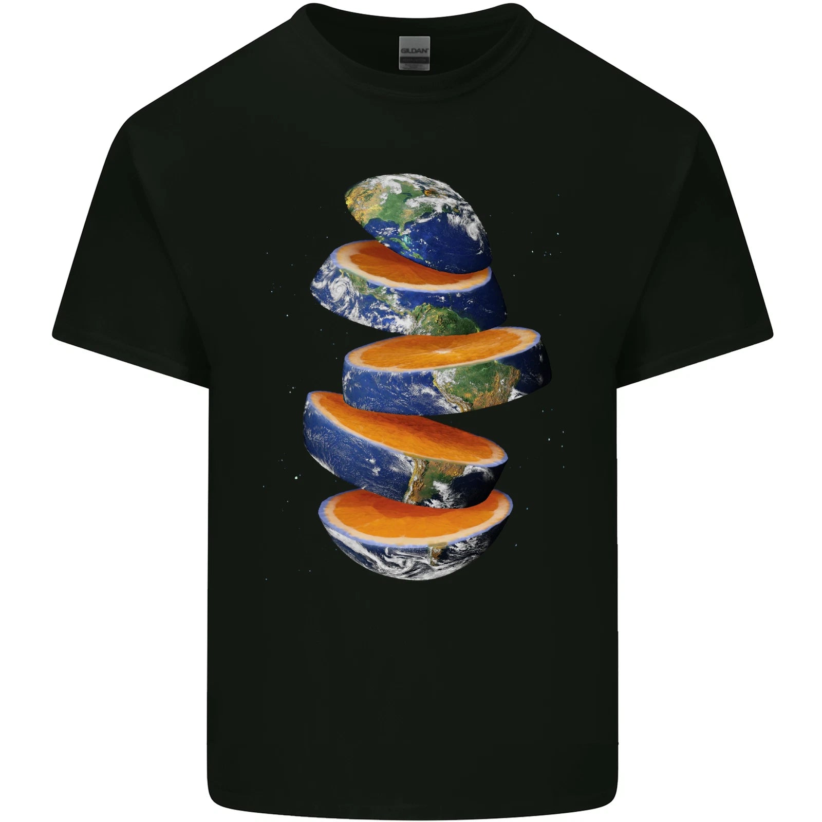 Our Orange Planet Earth Mens Light Cotton T-Shirt
