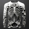 3D Print Skeleton Skulls Pattern T Shirts Men Long Sleeve T- shirt HS1019