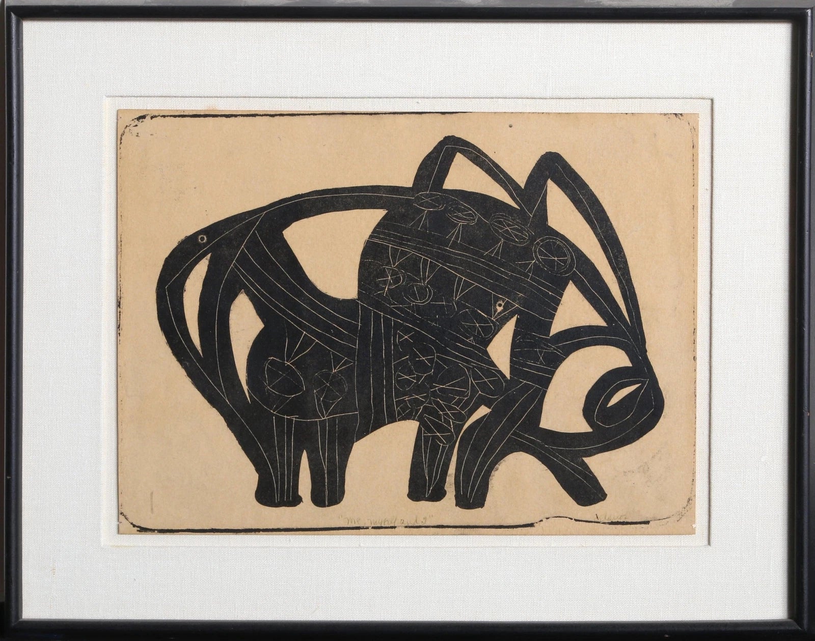 Unknown Artist, Me, Myself, and I, Linocut, signed in pencil
