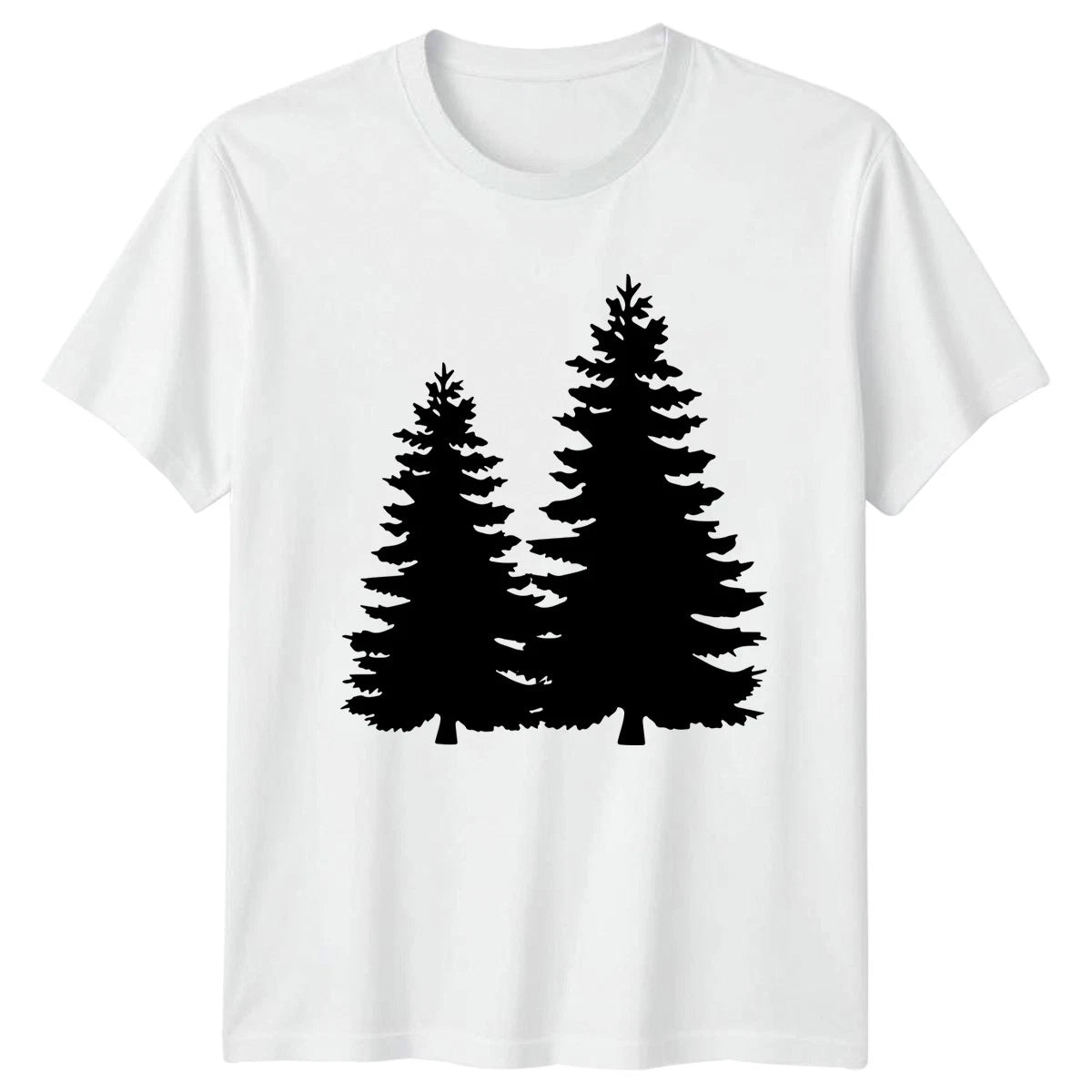 Pine Tree Forest Silhouette Nature T-Shirt Hiking Camping Outdoors