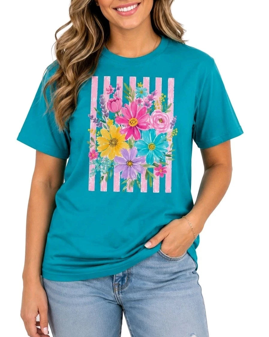 Retro Floral Bouquet Shirt Cottagecore Spring Flower Garden Graphic Tee