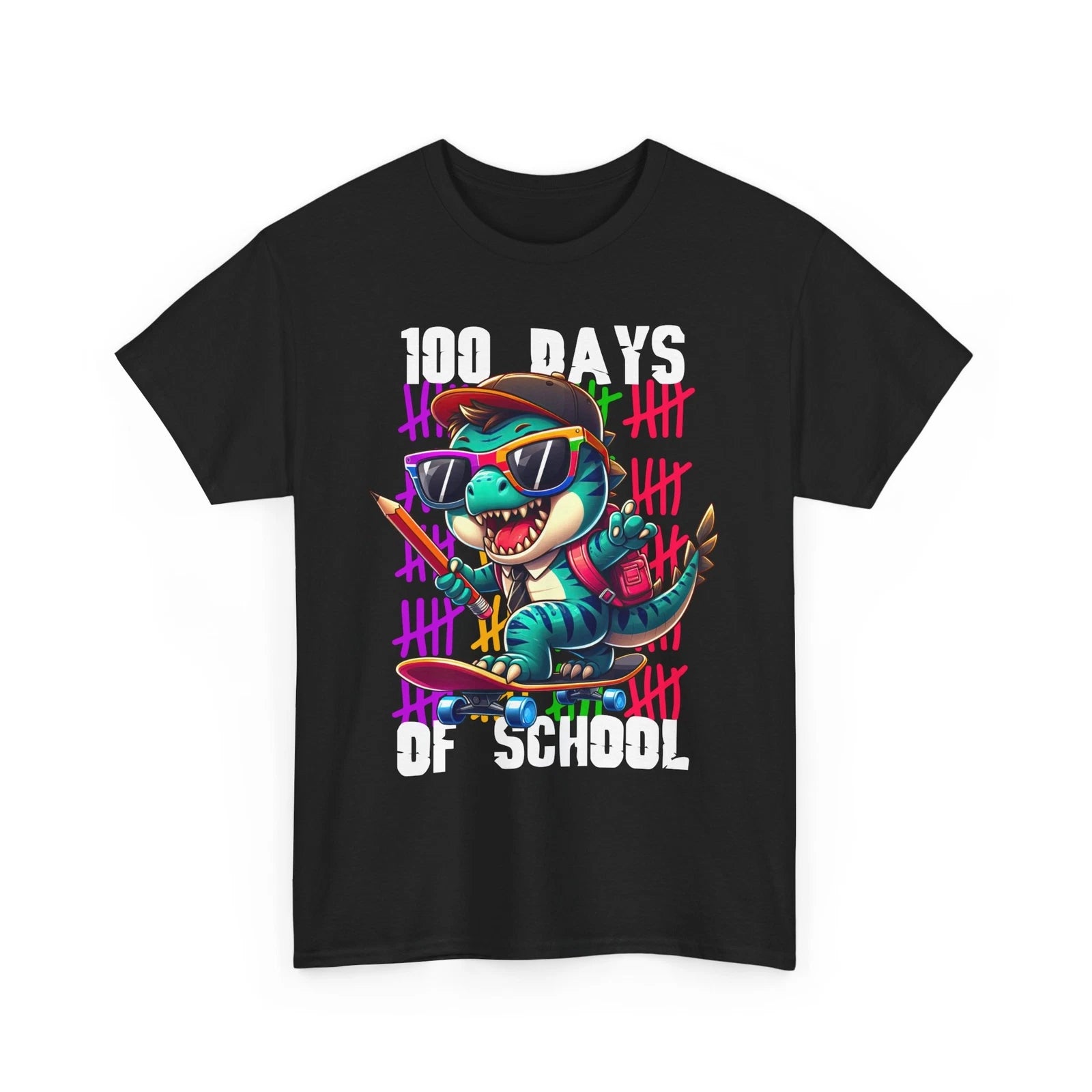 Teacher T-Shirt | T-Rex Dinosaurs are skating Go To School | 100 Days Of School