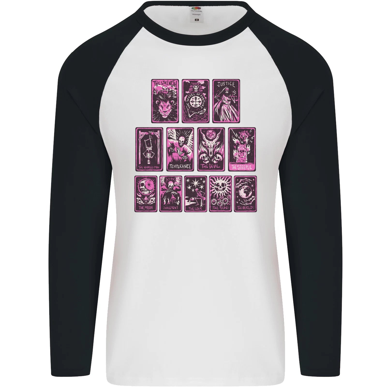 Tarot Cards Fortune Teller Skulls Mens L/S Baseball T-Shirt