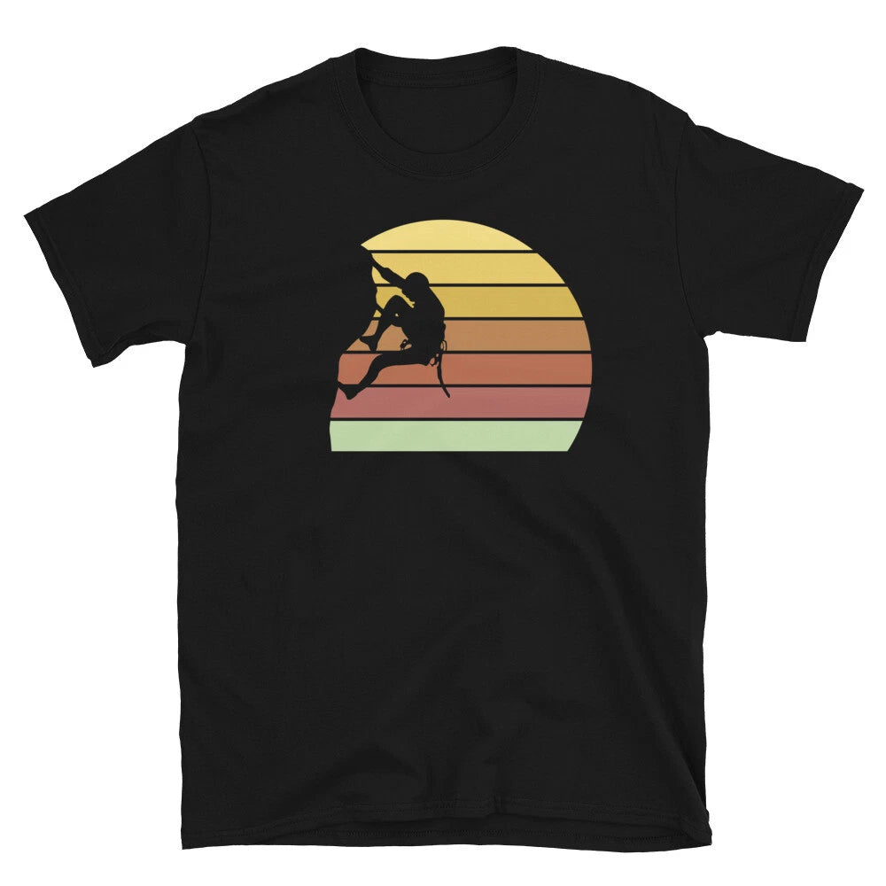 Retro Sunset Male Rock Climbing Outdoor Bouldering Short-Sleeve Unisex T-Shirt