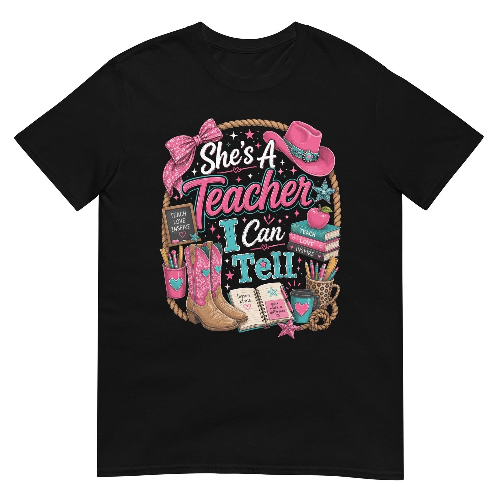 She's A Teacher I Can Tell Funny Cowgirl Western Teacher Graphic T Shirt Gift