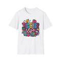 Faux Embroidery Teacher Life T-Shirt | Colorful School Icons Tee