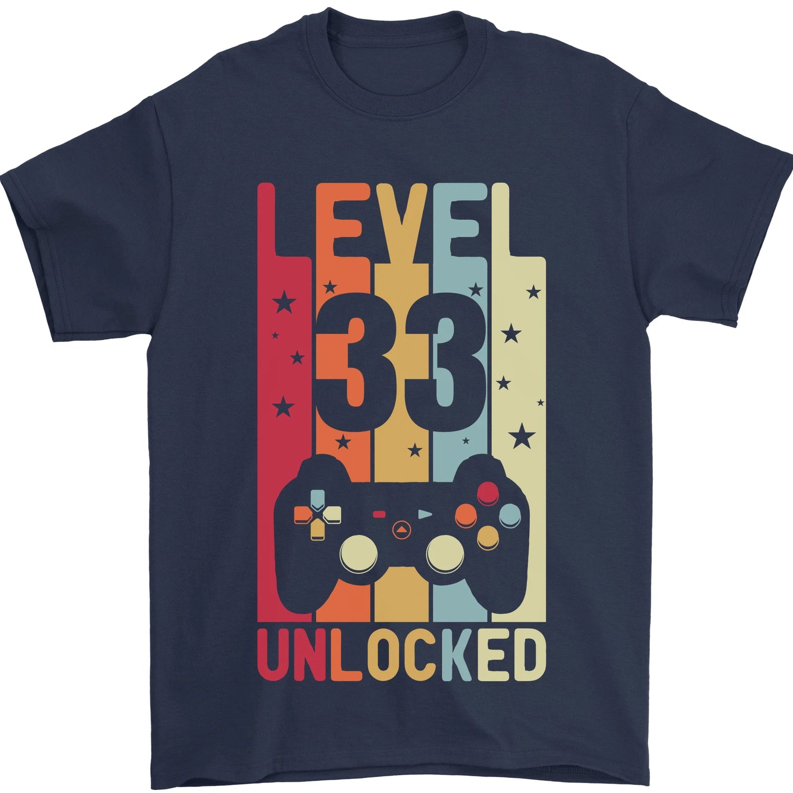 33rd Birthday 33 Year Old Level Up Gaming Mens T-Shirt 100% Cotton