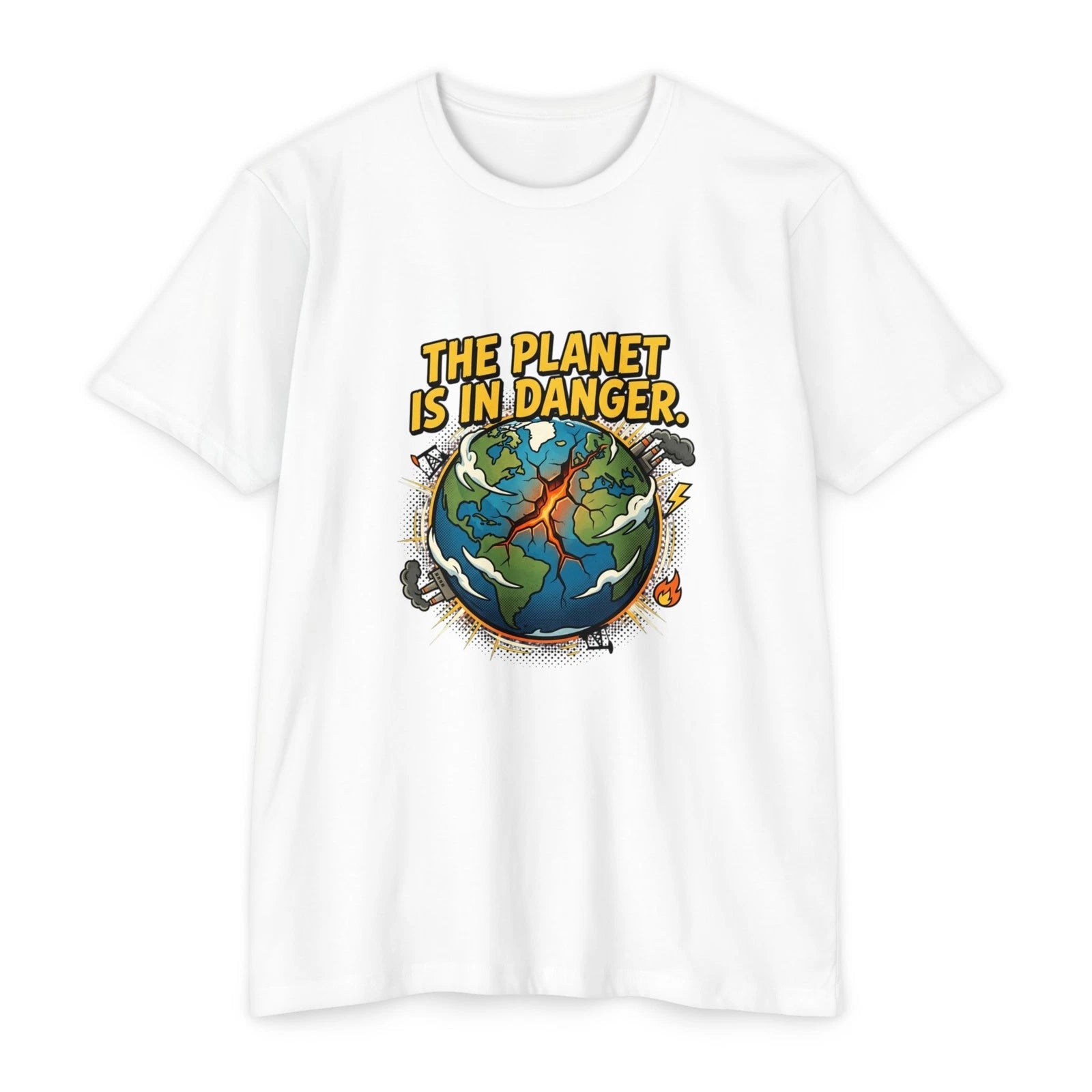 The Planet Is In Danger Earth Illustration T-shirt | Environmental Graphic