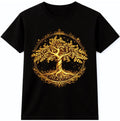 Tree of Life Mandala Celtic Roots Golden Ornate Sacred Spiritual Graphic T-Shirt