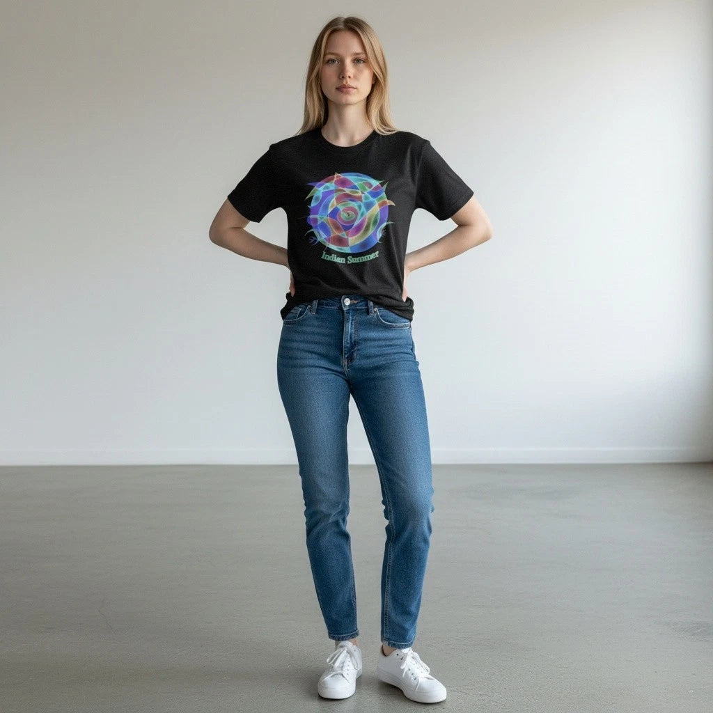 Indian Summer Art Unisex T-Shirt Hand Drawn Line Design Warm Sunset Aesthetic