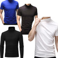 Mens Mock Neck Short Sleeve T-shirt Half Turtleneck Casual Undershirt Streetwear