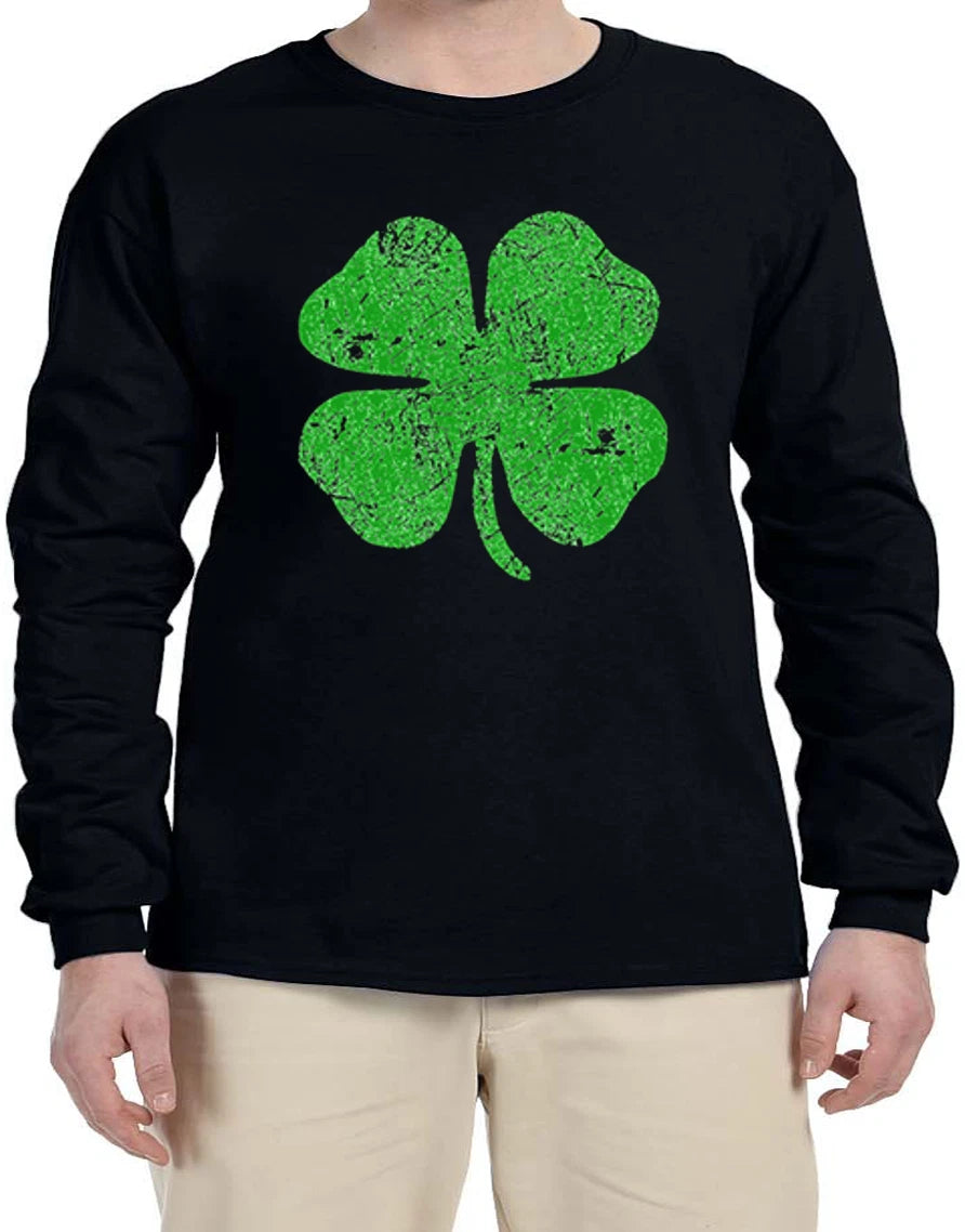 Four Leave Clover St Patrick Day Lucky Funny Long Sleeve T-Shirt Long Arm Shirt