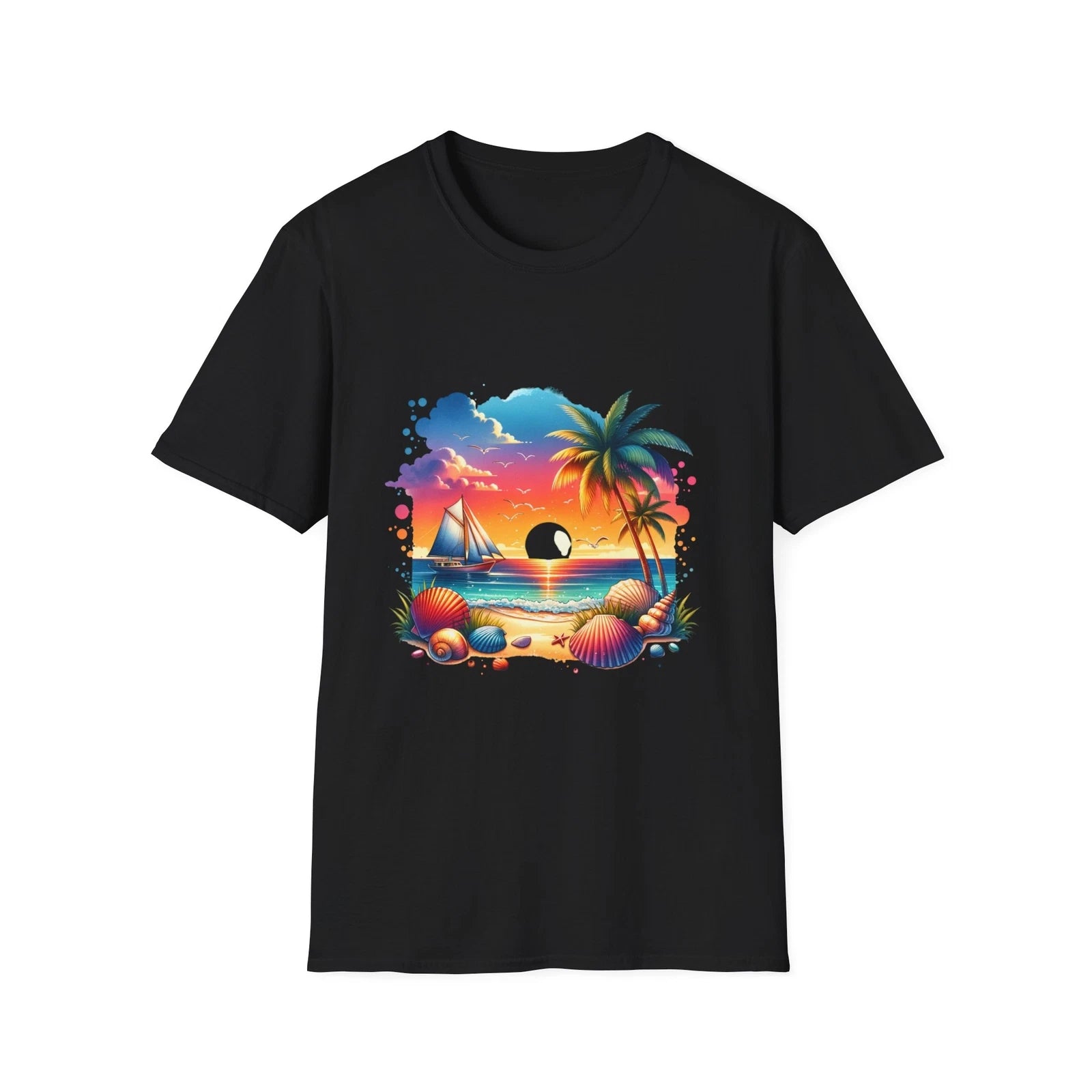 Tropical Sunset T-Shirt, Beach Vibes Tee, Summer Shirt, Vacation Wear, Gift for