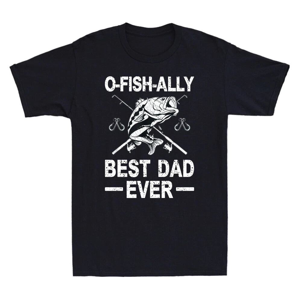 Funny Fishing Dad Fisherman Best Dad Ever Fish Vintage Men's T-Shirt Black Tee