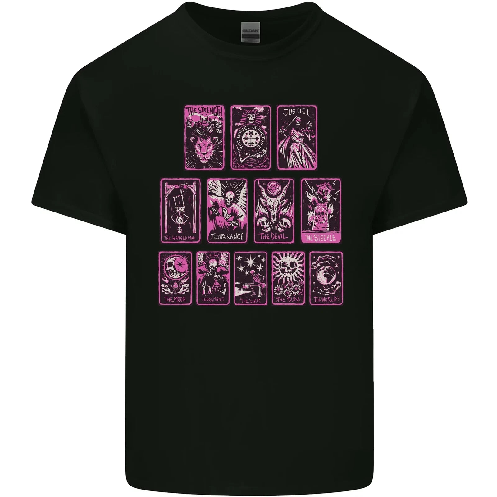 Tarot Cards Fortune Teller Skulls Mens Cotton T-Shirt Tee Top