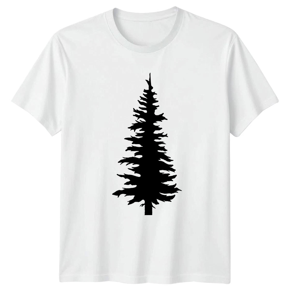 Evergreen Pine Tree Silhouette Minimalist T-Shirt Forestry Nature Outdoors