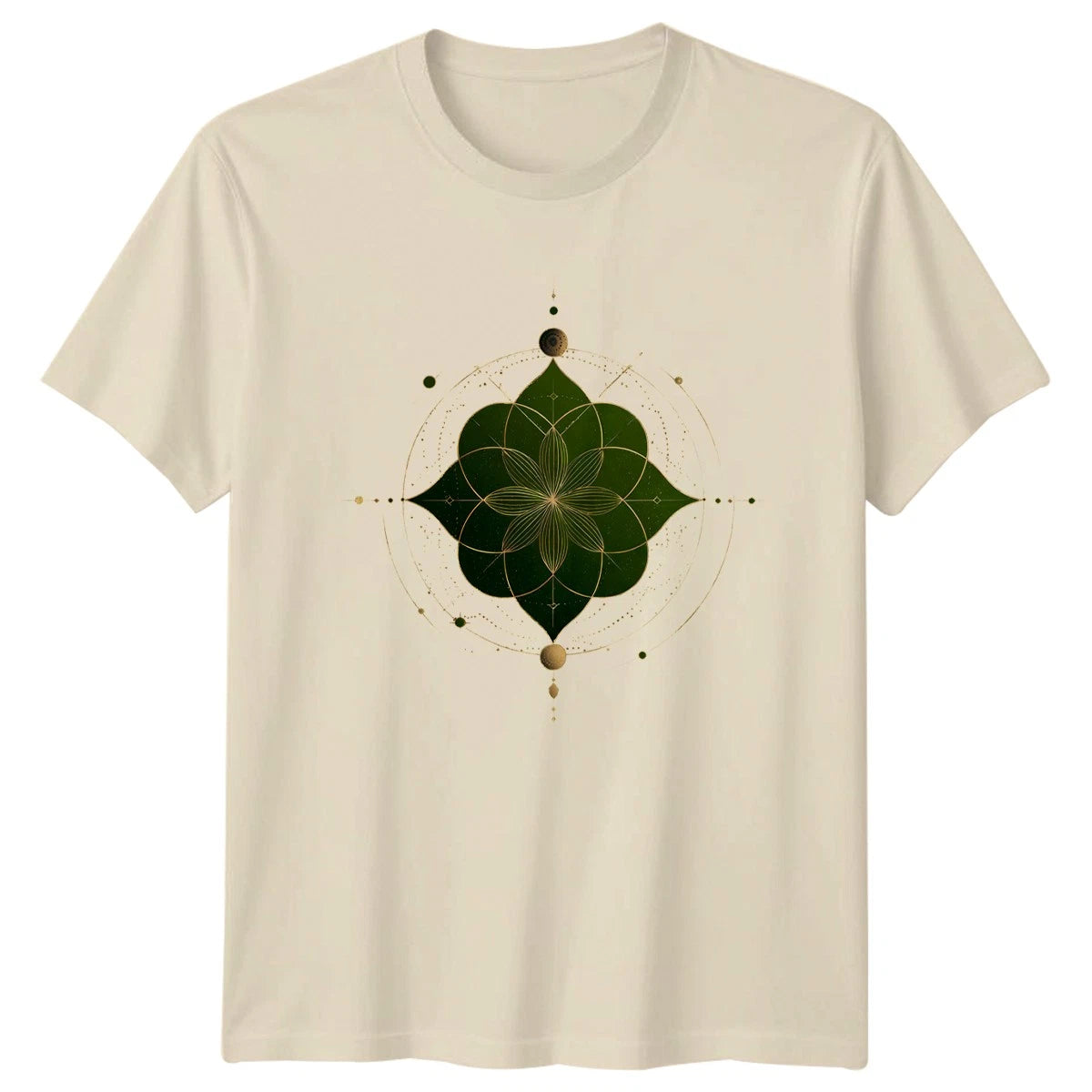 Emerald Green Gold Sacred Geometry Lotus T-Shirt Mandala Meditation